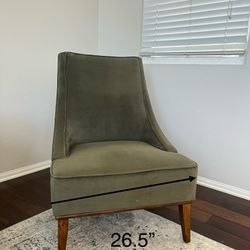 Accent Chair Green Suede