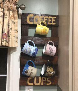 Stained Oak Wood Coffee Cups holder