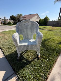 Sturdy white wicker adult rocking chair