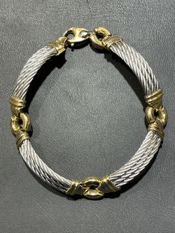 14KT Yellow Gold And Stainless Steel Bracelet