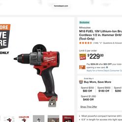 M18 FUEL 1/2" Hammer Drill/Driver (Bare Tool)