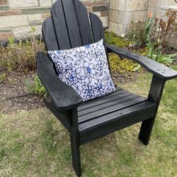 Solid Wood Adirondack Black Chair With New Cushion 