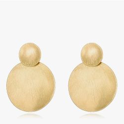 Women's Matte Gold Big Disc Earrings 