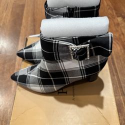 Size 9 Plaid Ankle Boots for Women, 3 Inch Heel 