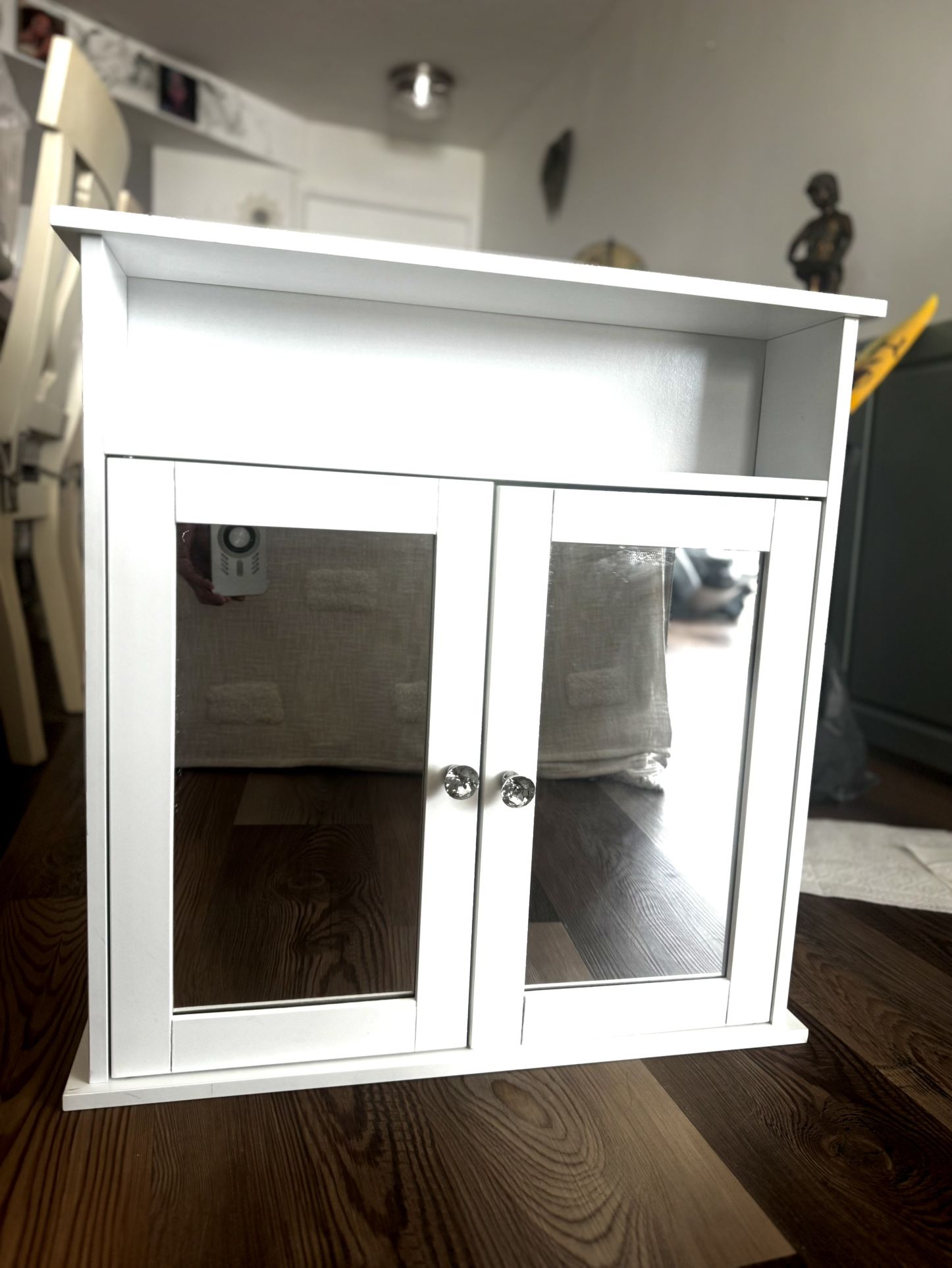White Mirrored Wall Cabinet