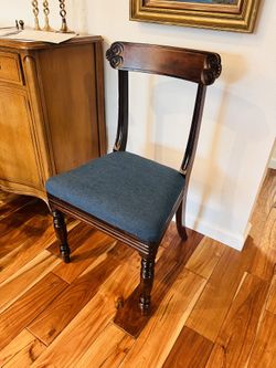 Vintage Mahogany Accent Chair w/ Scroll Back – Newly Upholstered Seat