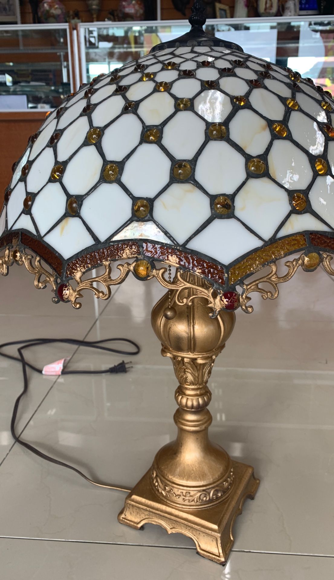 Tiffany style chandelier lamp light table gold