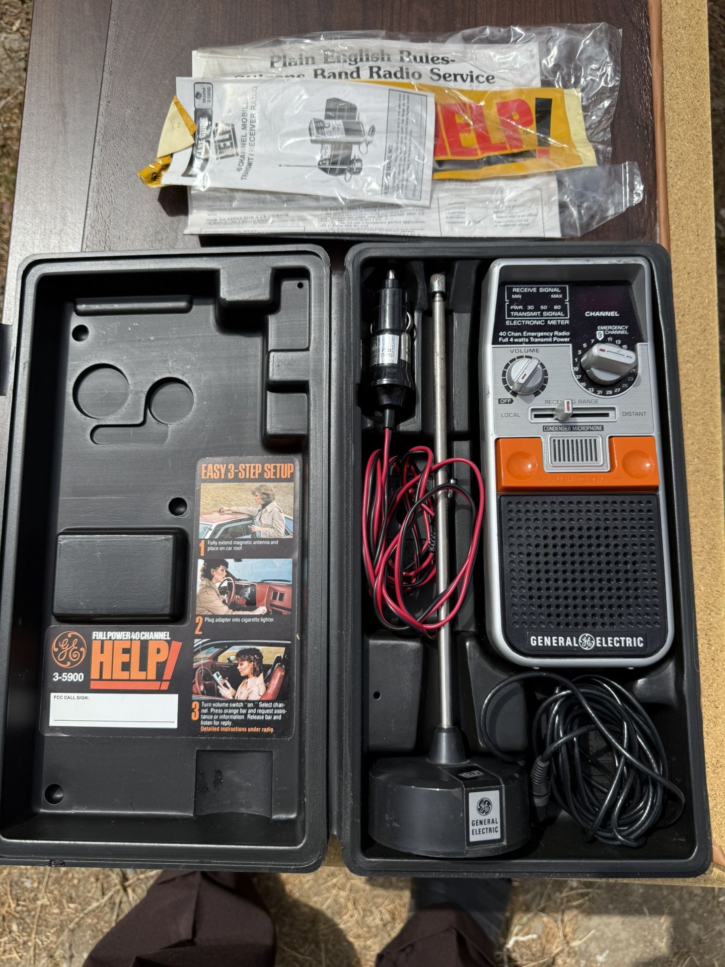 CB Radio With Antenna And Power Cord To Car