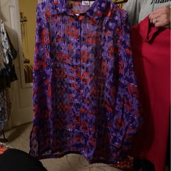 Red Hat See Through Shirt With Slits At Bottom