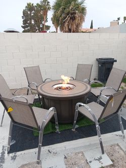 Patio Set Fire Pit And 6 Chairs