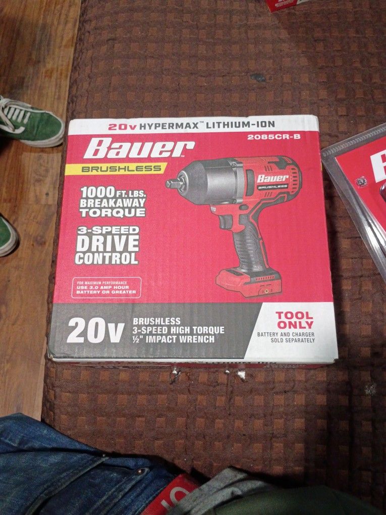Brand New Bauer Brushless 20 Volt High Torque Half Inch Impact Wrench
