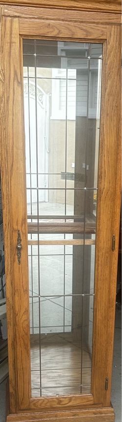 Oak Curio Cabinet with Glass Door