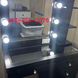 Black Makeup Vanity Desk Set -free 💡 