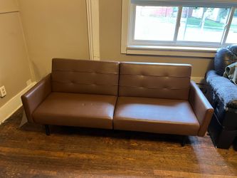 Brown leather couch
