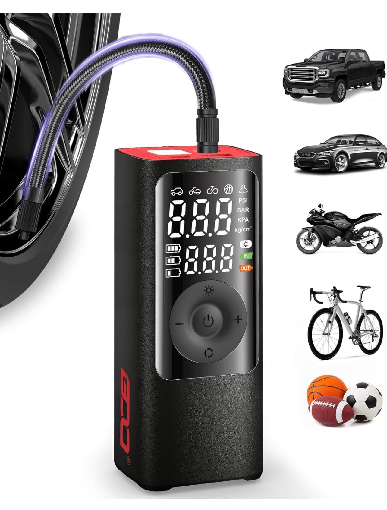 Brandnew Tire Inflator - Portable Air Compressor, 2.5X Faster 150PSI Cordless Tire Inflator, Tire Air Pump with Dual LCD Display, Auto-Shutoff, Air Co