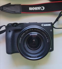Canon EOS M3 Mirrorless Camera w/ 18-55mm Lens, Original Canon Strap, 3 Batteries, SD Card and Charger