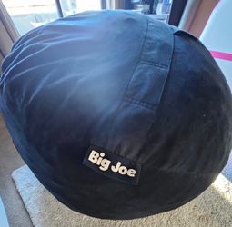 Big Joe Fuf Large Oversized Foam Beanbag Chair W/Liner & Black Plush Cover