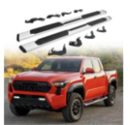 Running Boards Compatible with 2024 2025 2026 Toyota Tacoma Double Cab 4 Full-Size Door Side Steps Bars with 8 Brackets Heavy Duty Aluminum Anti Slip 