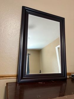 Dark Brown Wood Framed Wall Mirror