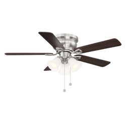 Clarkston II 44 in. LED Indoor Brushed Nickel Ceiling Fan with Light Kit NEW