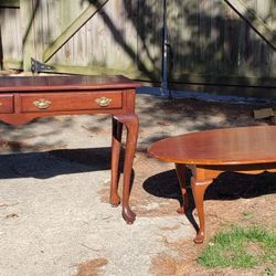 Wood Living room Set - Coffee Table and Sofa Table - Dark wood finish