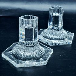 Tiffany & Co Crystal Art Glass Candlestick Holders