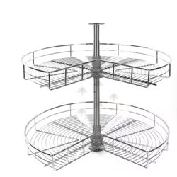 NEW !!!!!! 2-Shelf Chrome 28 in. Lazy Susan Kidney Shaped Corner Cabinet