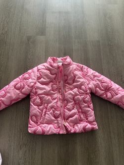 Pink bow puffer jacket 2T