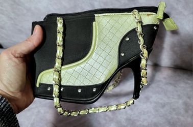 Stiletto High-heel Fashion Design Handbag green and Black