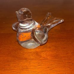 Sylvester Glass Bird Paperweight With Bowl Cone Bubbles 5” X 3” B30