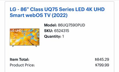 Lg 85” Tv like new purchased back in August 2025