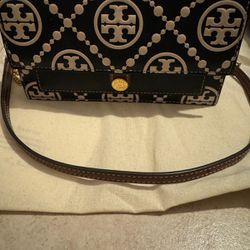 Black & Gold Tory Burch Over The Shoulder Clutch 