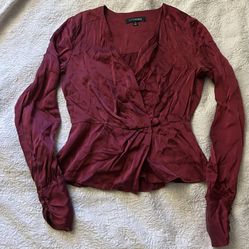 Burgundy long sleeve blouse