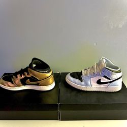 Jordan 1  metallic gold black and Jordan 1 icy blue size 6.5