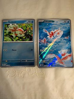 Goldeen Pokémon Card Pair – Base & Holo