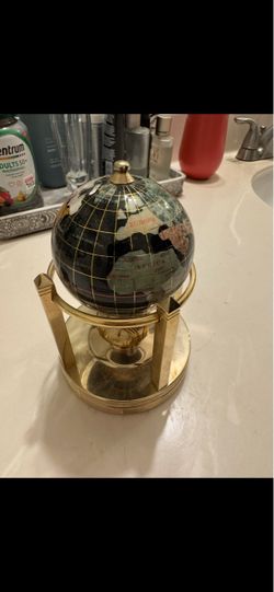 Gemstone World Globe with Gold Stand