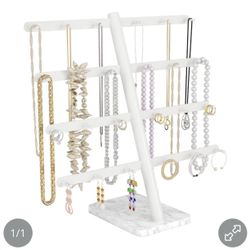 New white and marble jewelry organizer stand