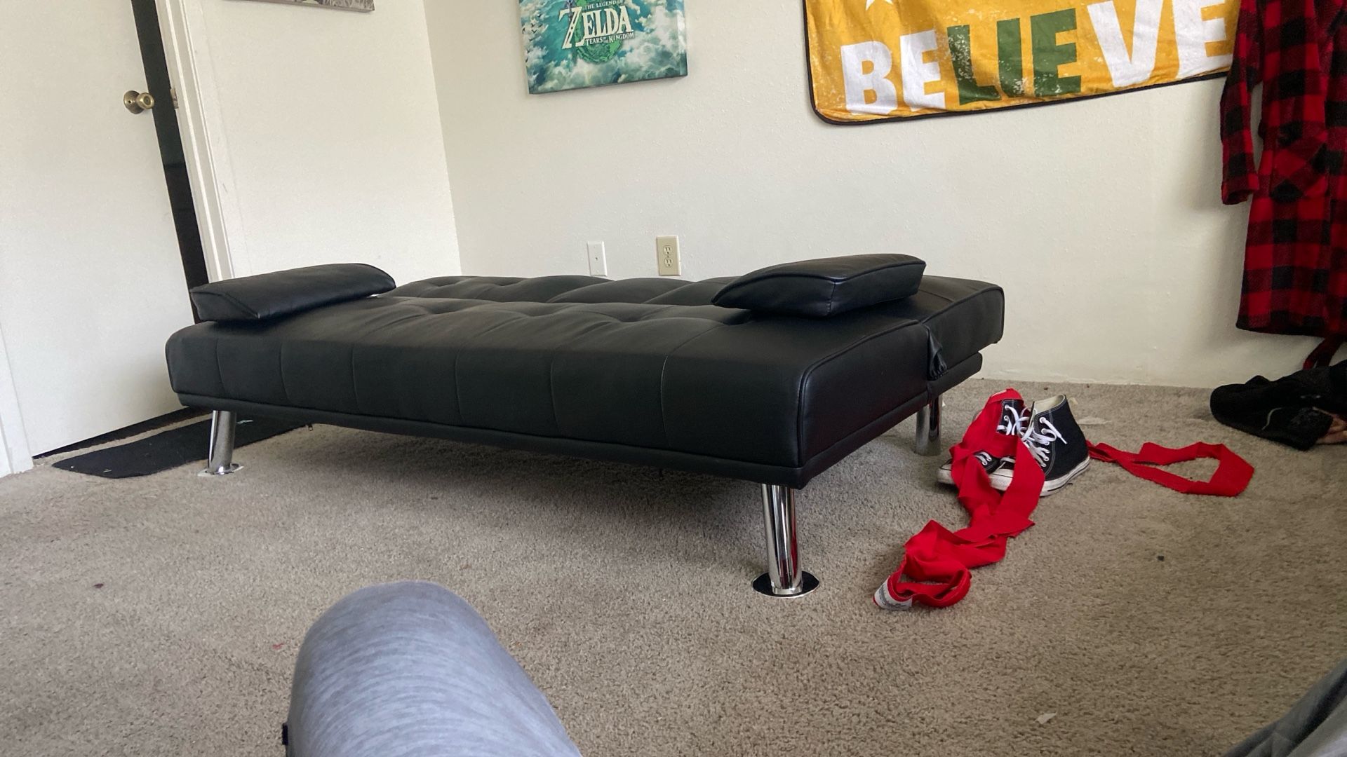 Abbigale 65.8” Faux Leather Convertible Sofa