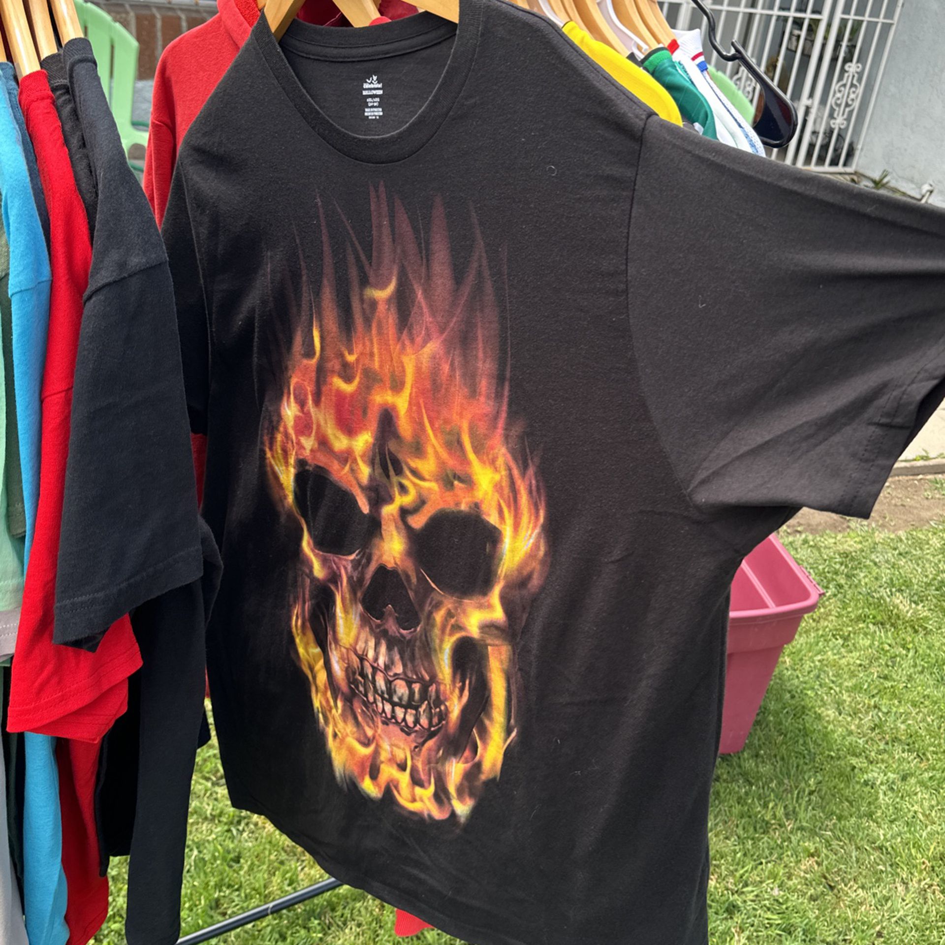 Flaming Skull T Shirt 