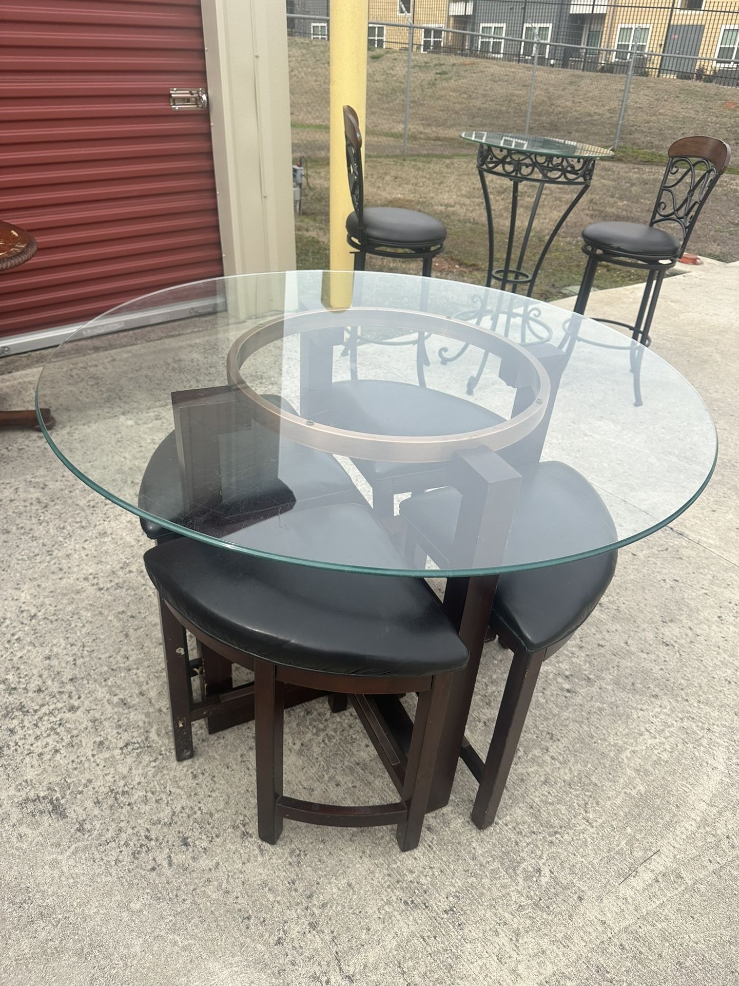 High top Glass Table With Chairs 