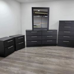 Dresser Whit Mirror , Chest And 2 Nightstands - Cómoda Con Espejo , Gavetero Y 2 Mesitas De Noche 