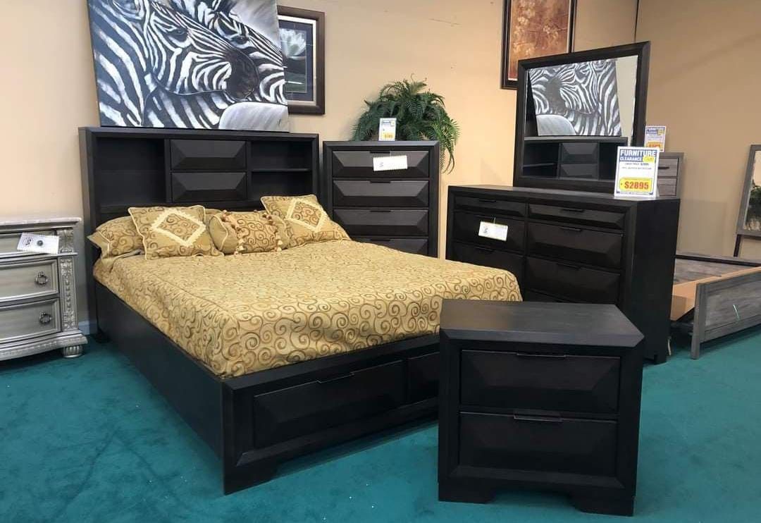 Chesky Storage Bedroom Set Queen or King Bed Dresser Nightstand Mirror Chest Options 