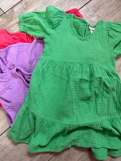 Girls Muslin Tiered Ruffle Dress Set of 3