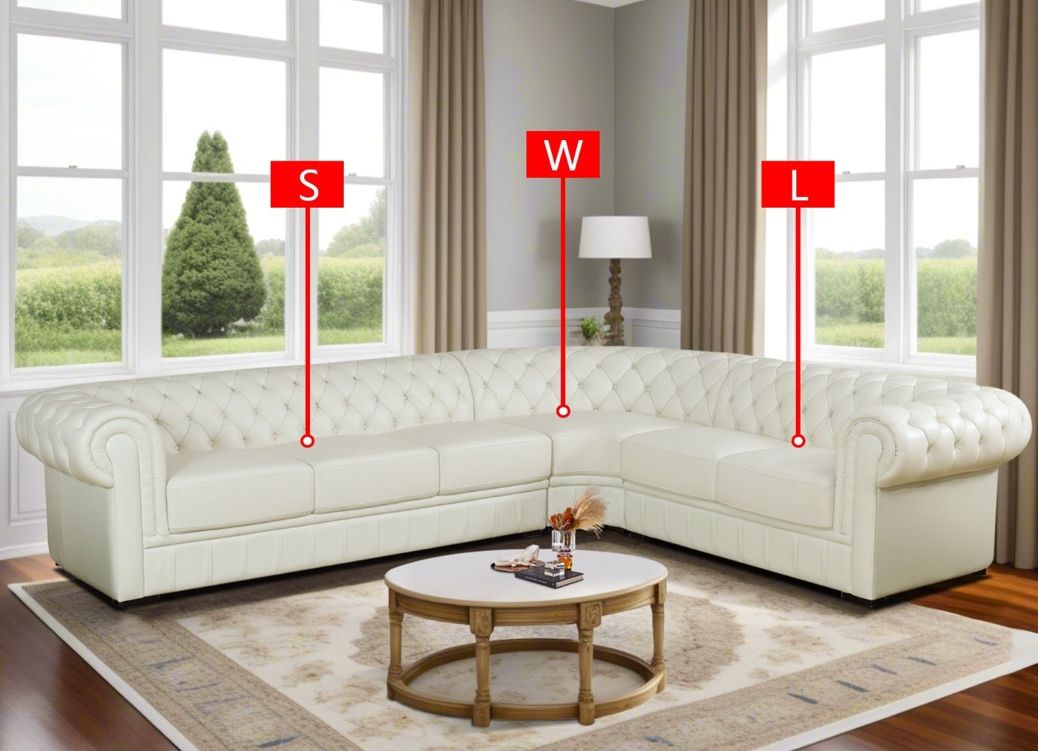White Leather Sectional Sofa Set