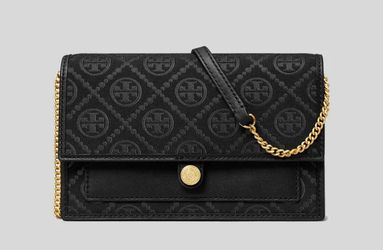 Tory Burch Black Chain wallet with gold chain