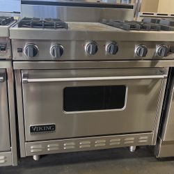 Viking 36”Wide Gas Range Stove In Stainless Steel With Griddle 