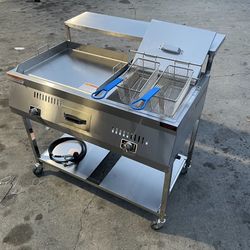 plancha Para Cocinar Con Freidora De Dos Canastas