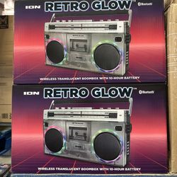 ION Retro Glow Wireless Translucent Boombox With 10-Hour Battery Brand New In Box