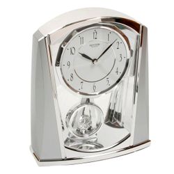 Rhythm Mantel Clock Chrome Color with Pendulum