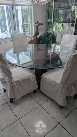 60" beveled round glass top